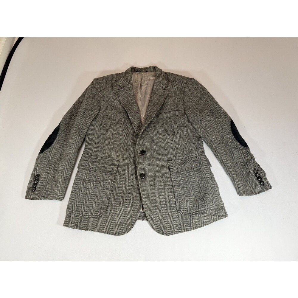 Vintage Haggar Imperial Herringbone Wool Blazer Elbow Patches USA - Picture 4 of 16